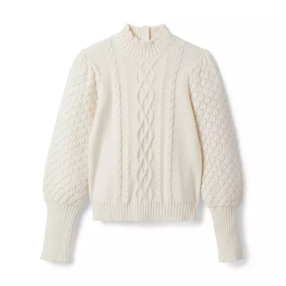 Janie & Jack Cream Cable‎ Knit Scalloped Collar Sweater Youth Size 18